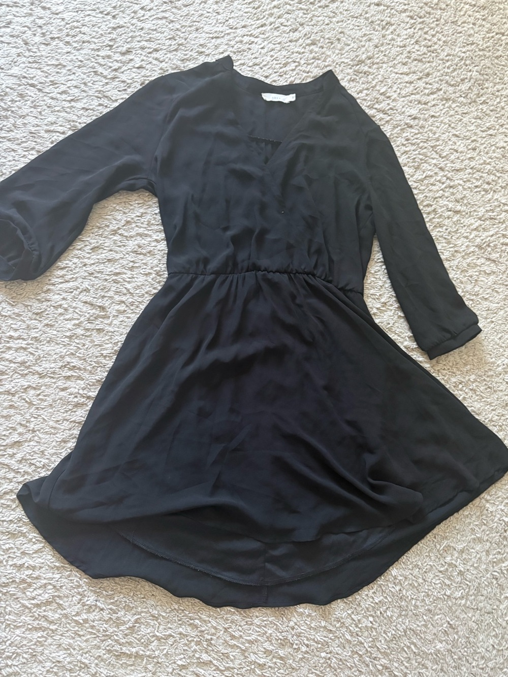 Lush Black Long Sleeve V-Neck Skater Dress